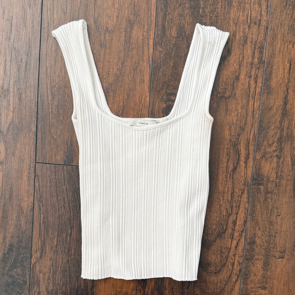 Vince white ribbed tank